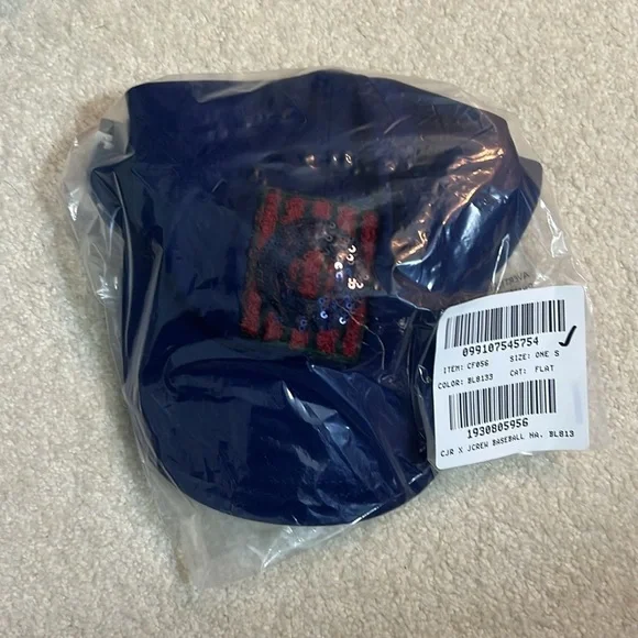 NEW J. Crew X Christopher John Rogers Women's Navy Blue Sequin Baseball Hat OS - Picture 6 of 6